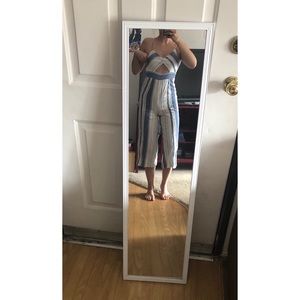 Urban Outfitters Blue Striped Linen Jumpsuit